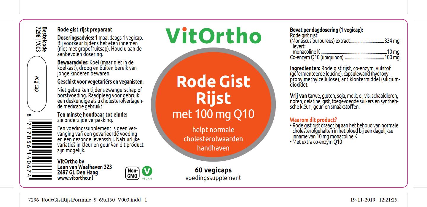 Vitortho rode gist rijst 100 mg